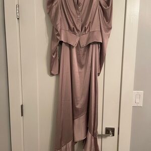 Silk maxi dress with crop shirt